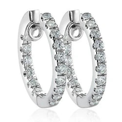 Set Prong 3.80 Carati Vero Diamanti Da Donna Orecchini Circolari Oro Bianco 14K