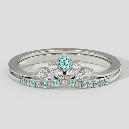 Set di fascia con corona di diamanti e tormalina Paraiba