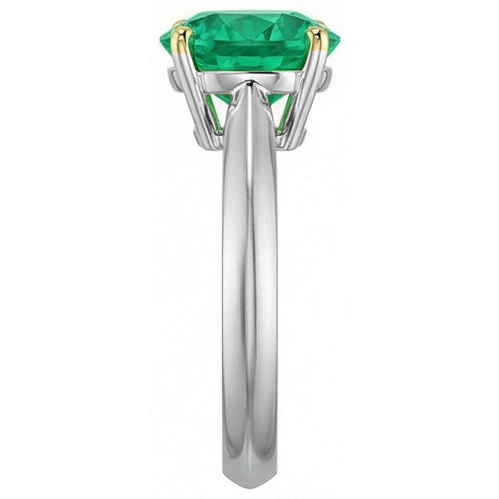 Smeraldo Taglio Brillante Anello con Gemma in Oro Due Toni 14K – vista dall'alto
