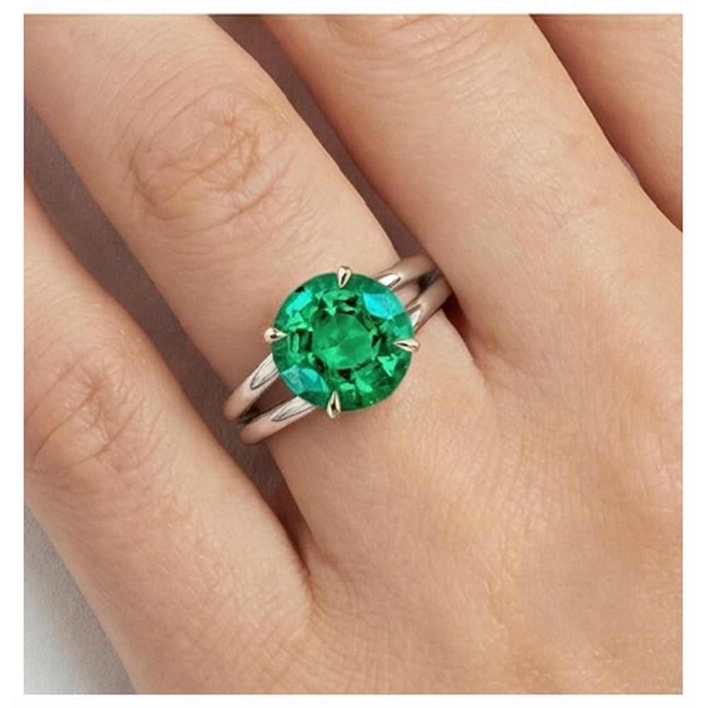 Smeraldo Fine Anello Pietra Colorata 4-carati Oro 14 Carati Bicolore – vista dettaglio