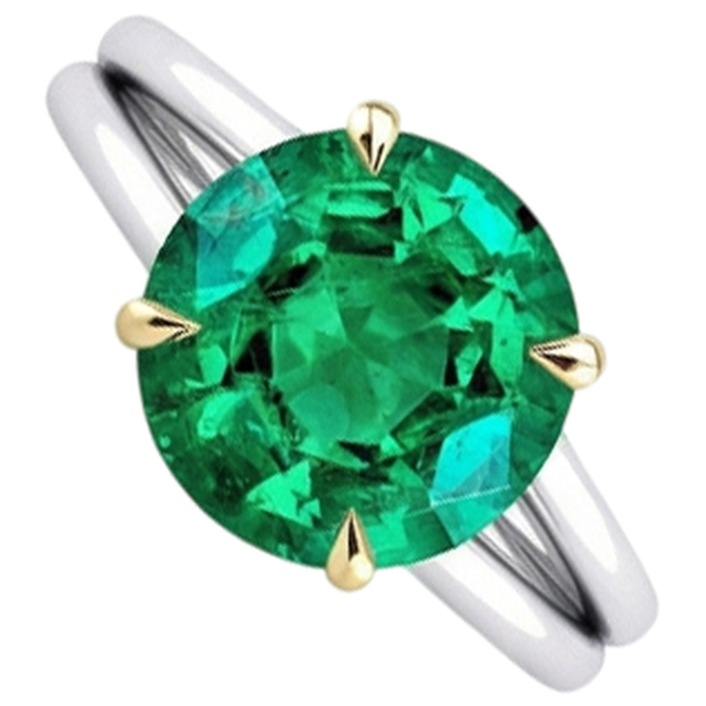 Smeraldo Fine Anello Pietra Colorata 4-carati Oro 14 Carati Bicolore – vista laterale