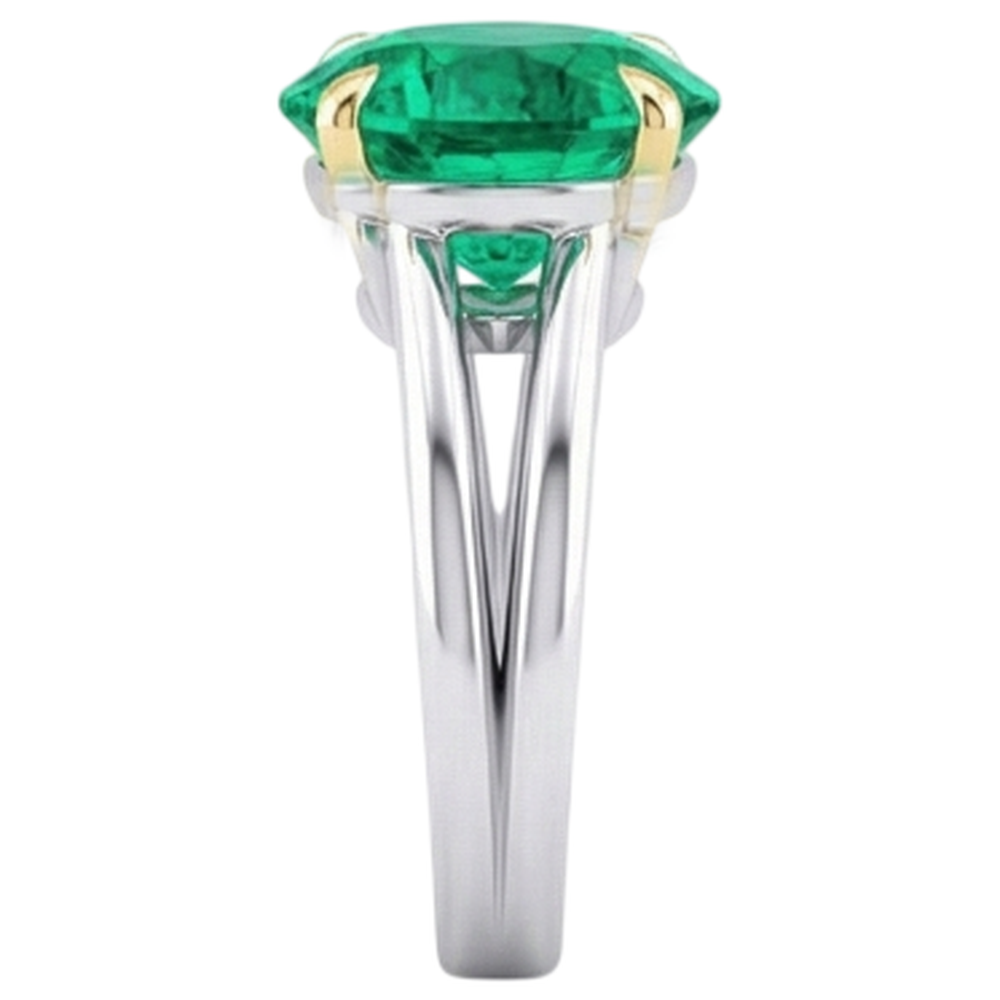 Smeraldo Fine Anello Pietra Colorata 4-carati Oro 14 Carati Bicolore – vista dall'alto