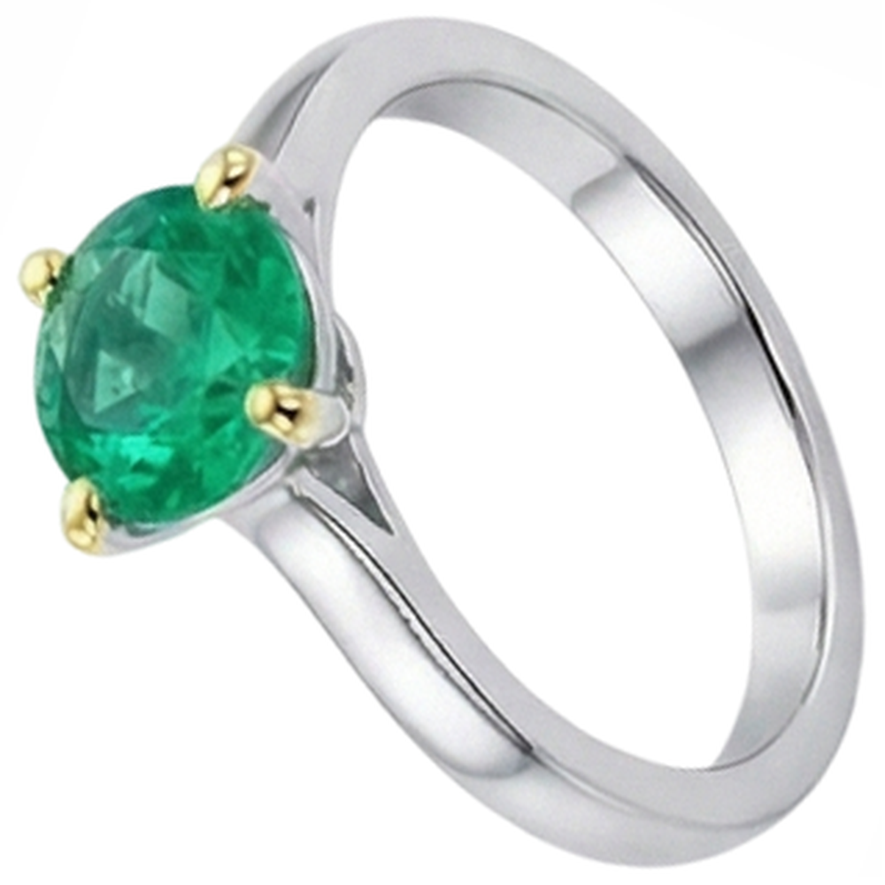 Smeraldo Fine Anello con Pietra Preziosa 2,50 carati Oro Bicolore 14K – vista angolare