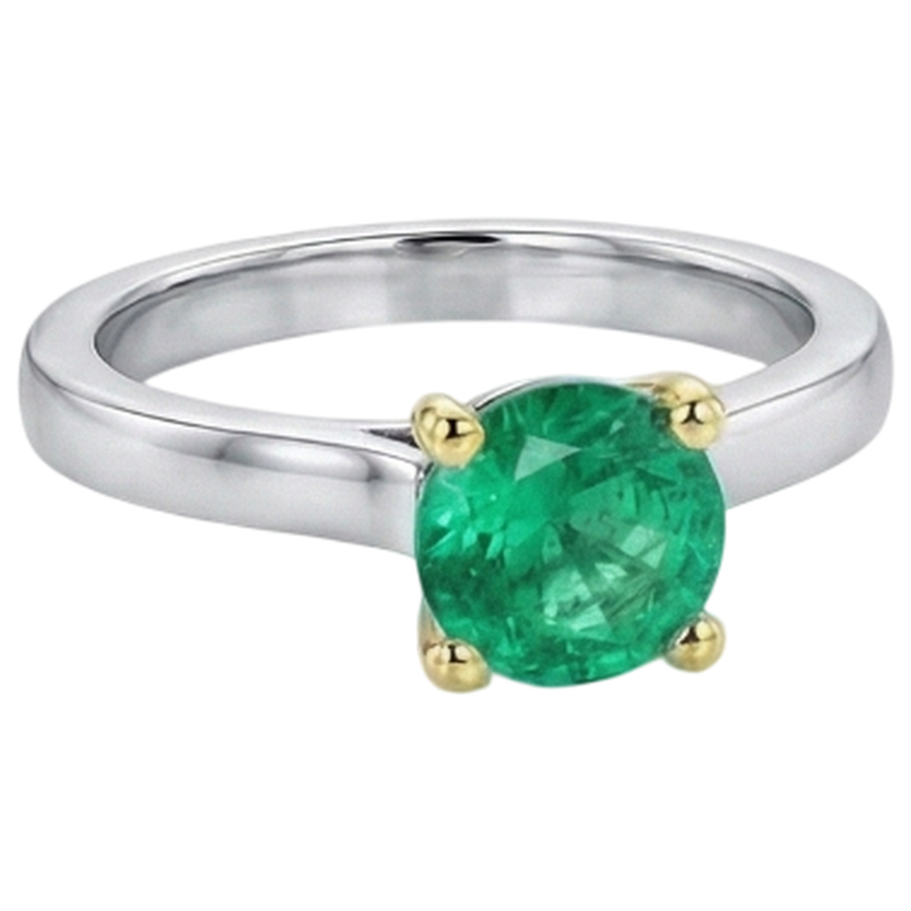 Anello con Pietra Preziosa Oro Bicolore 14K con Smeraldo Fine – vista dall'alto
