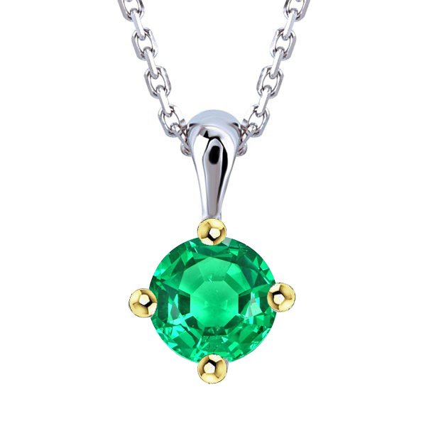 Pendente con Gemma Oro Bicolore 14K con Smeraldo – vista principale