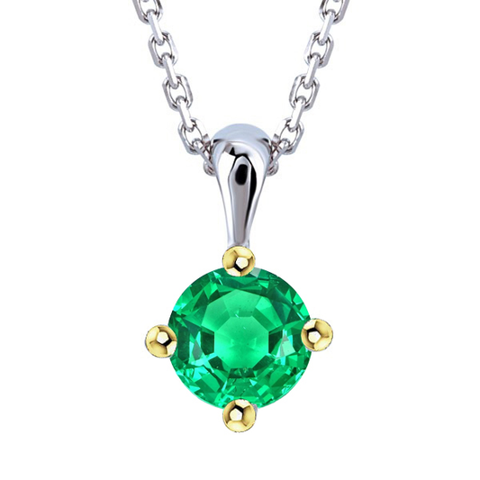 Pendente con Gemma Oro Bicolore 14K con Smeraldo – vista principale