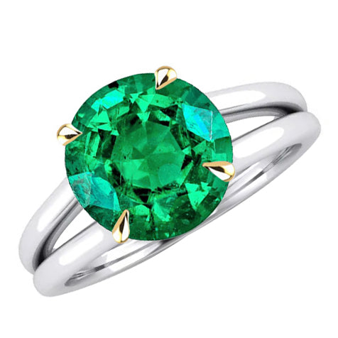 Smeraldo Fine Anello Pietra Colorata 4 carati Oro 14 Carati Bicolore – vista principale