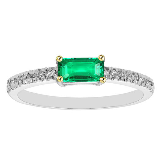 Smeraldo Colombiano Anello Pietra Colorata 1-carati Oro Bicolore 14K – vista principale