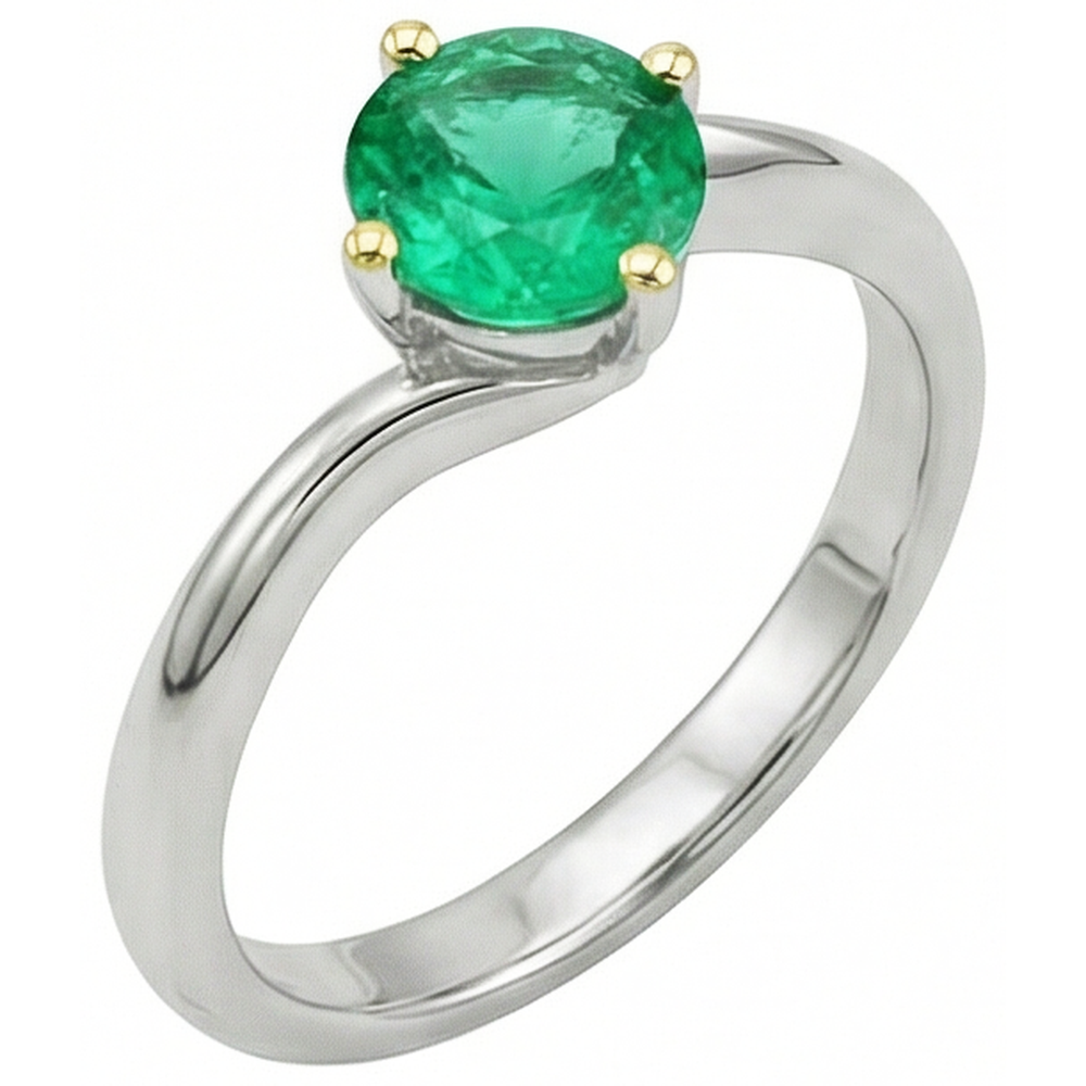 Anello con Gemma Oro Due Toni 14K con Smeraldo Colombiano – vista frontale