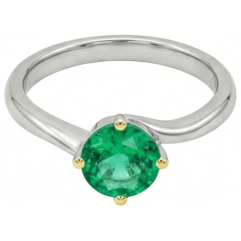 Anello con Gemma Oro Due Toni 14K con Smeraldo Colombiano – vista angolare
