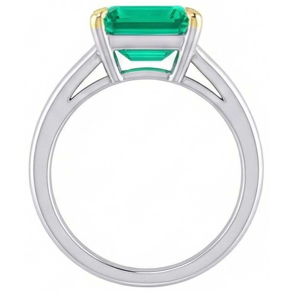 Taglio Asscher Smeraldo anello in Oro 14 Carati Bicolore – vista dall'alto