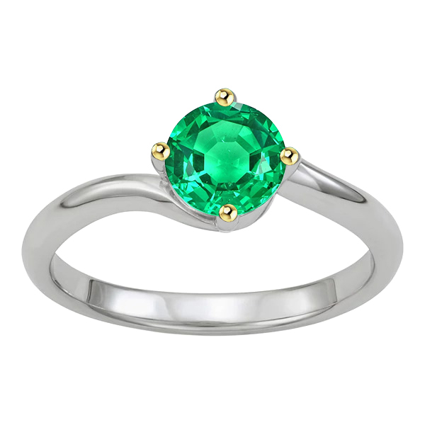 Smeraldo Colombiano Anello con Gemma 1 carati Oro Due Toni 14K – vista principale