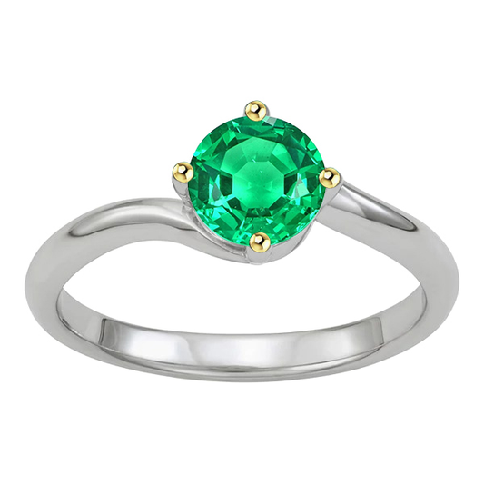 Smeraldo Colombiano Anello con Gemma 1 carati Oro Due Toni 14K – vista principale