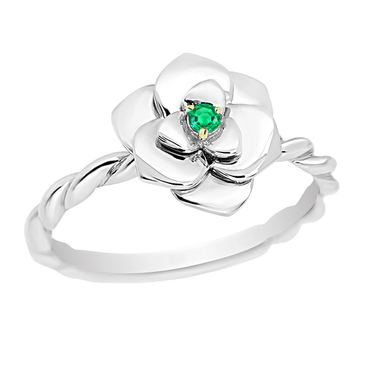 Smeraldo Fine Anello con Gemma 0,50 carati Oro Due Toni 14K – vista principale