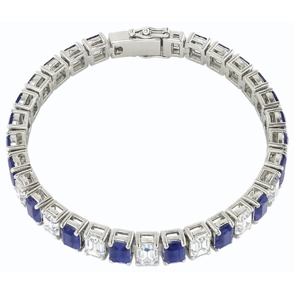 Smeraldo Diamante Naturale Autentico ( non creato in laboratorio ) Bracciale Tennis Ceylon Zaffiro Set di Griffe
