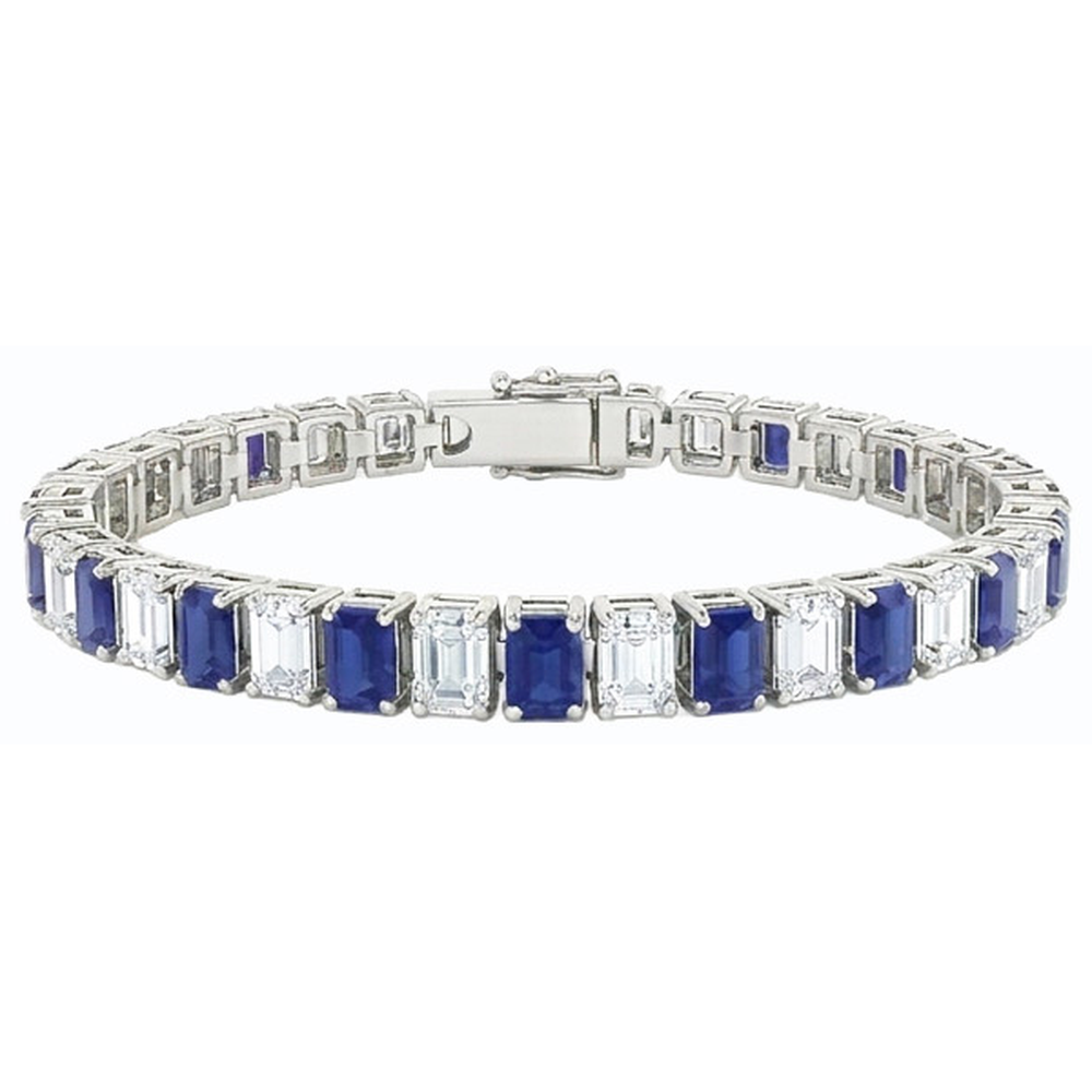 Smeraldo Diamante Naturale Autentico ( non creato in laboratorio ) Bracciale Tennis Ceylon Zaffiro Set di Griffe
