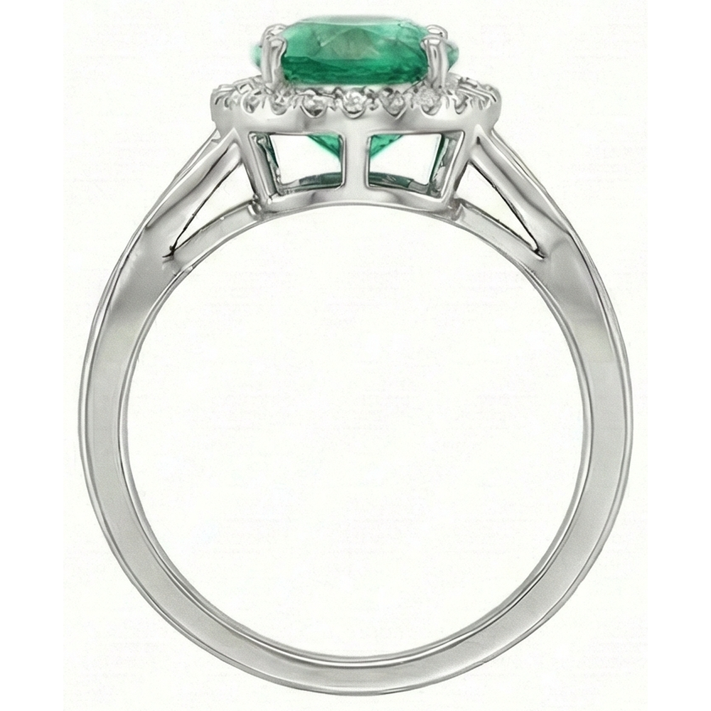 Smeraldo Taglio Ovale Verde Da 3,5 Ct Con Anello Di Fidanzamento Con Diamante Naturale Autentico ( non creato in laboratorio )