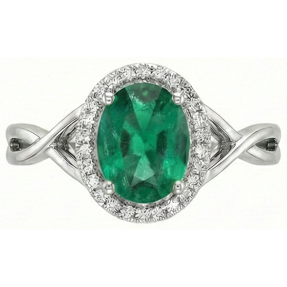 Smeraldo Taglio Ovale Verde Da 3,5 Ct Con Anello Di Fidanzamento Con Diamante Naturale Autentico ( non creato in laboratorio )