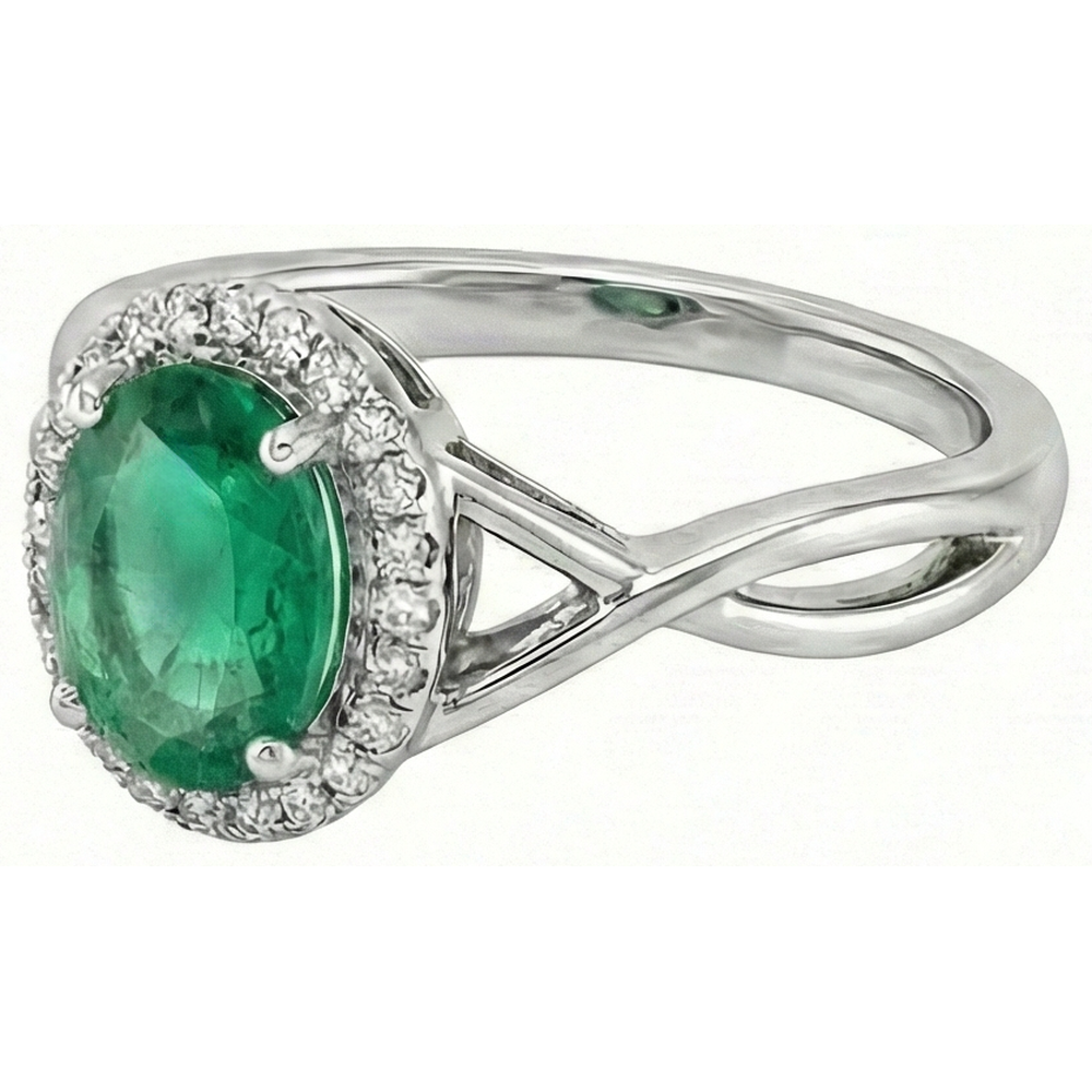 Smeraldo Taglio Ovale Verde Da 3,5 Ct Con Anello Di Fidanzamento Con Diamante Naturale Autentico ( non creato in laboratorio )