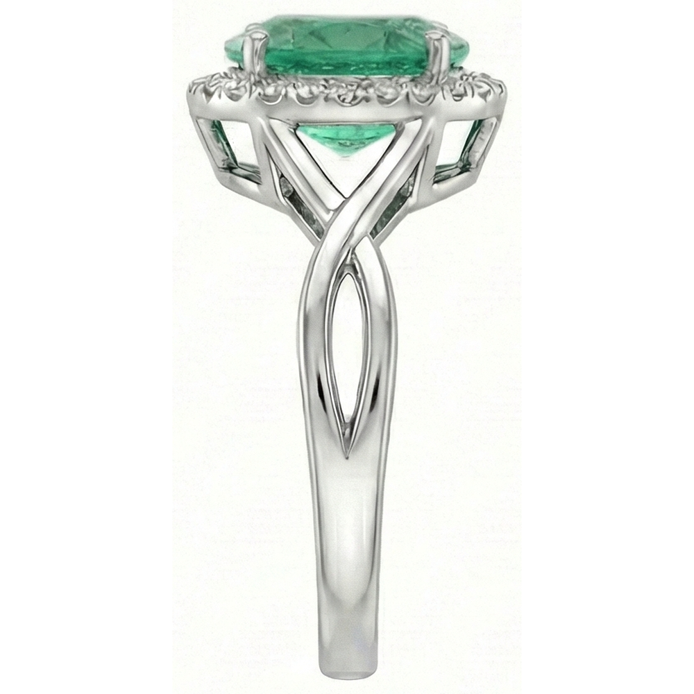 Smeraldo Taglio Ovale Verde Da 3,5 Ct Con Anello Di Fidanzamento Con Diamante Naturale Autentico ( non creato in laboratorio )