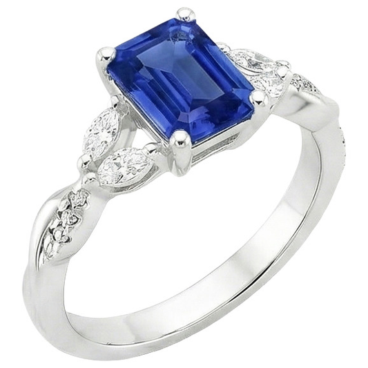 Smeraldo Taglio Zaffiro Anello