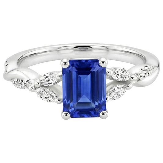 Smeraldo Taglio Zaffiro Anello