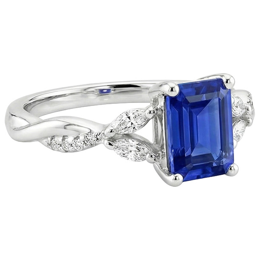 Smeraldo Taglio Zaffiro Anello