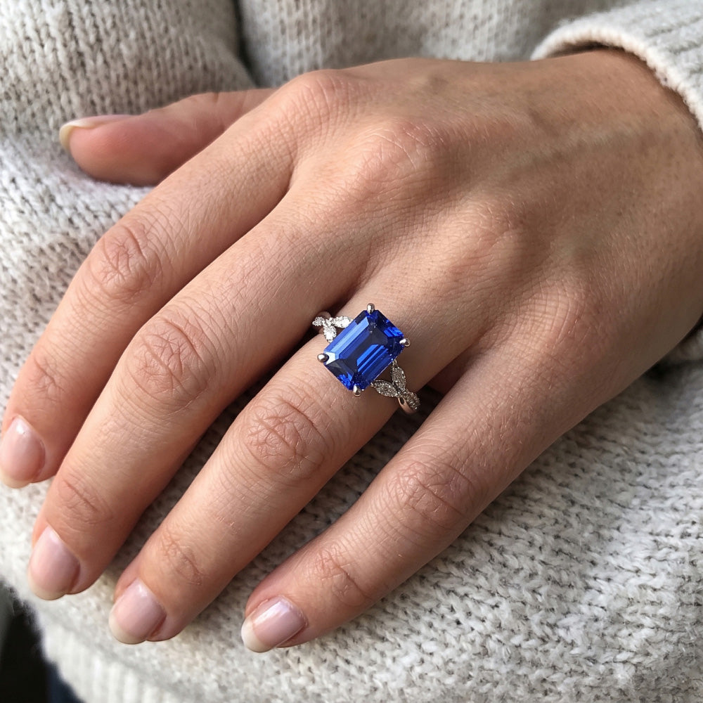 Smeraldo Taglio Zaffiro Anello