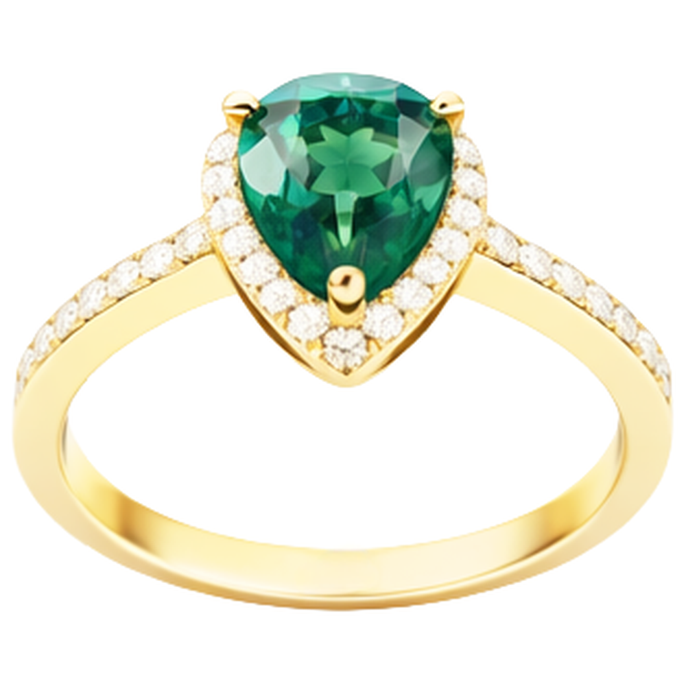 Smeraldo verde a forma di pera da 3,95 ct con anello di fidanzamento con diamante