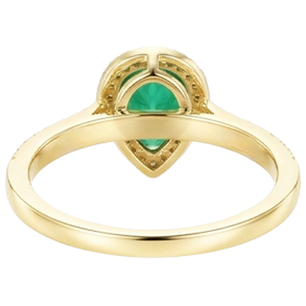 Smeraldo verde a forma di pera da 3,95 ct con anello di fidanzamento con diamante