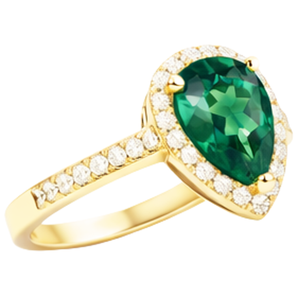 Smeraldo verde a forma di pera da 3,95 ct con anello di fidanzamento con diamante