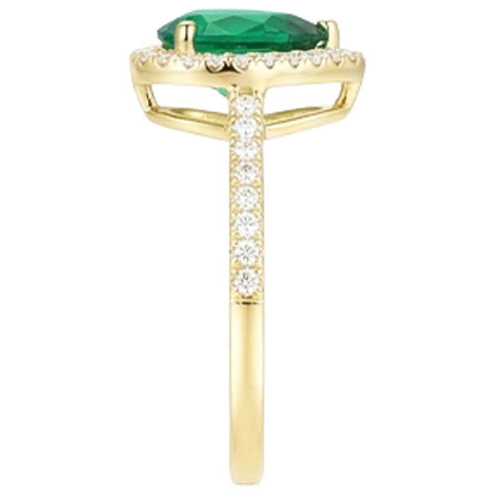 Smeraldo verde a forma di pera da 3,95 ct con anello di fidanzamento con diamante