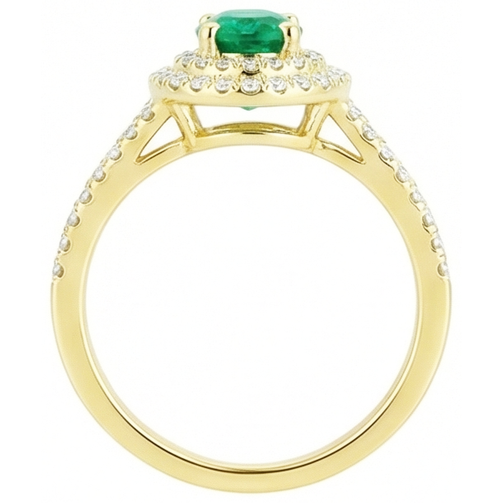 Smeraldo verde a taglio ovale da 4,50 ct con anello di diamanti