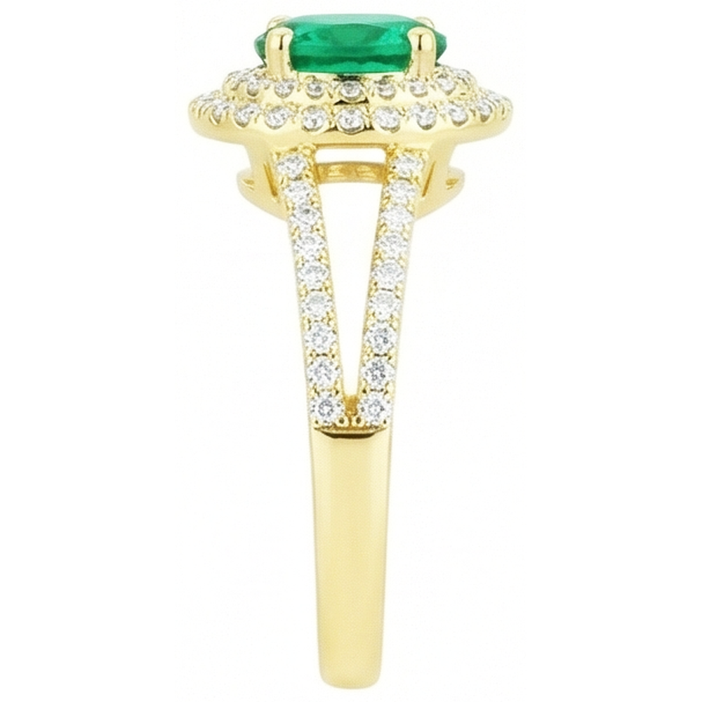 Smeraldo verde a taglio ovale da 4,50 ct con anello di diamanti
