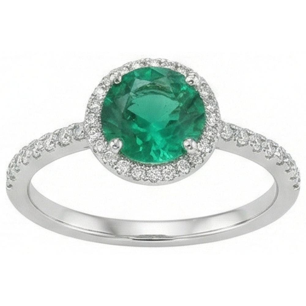 Smeraldo verde da 5,25 ct con diamante in oro bianco 14K