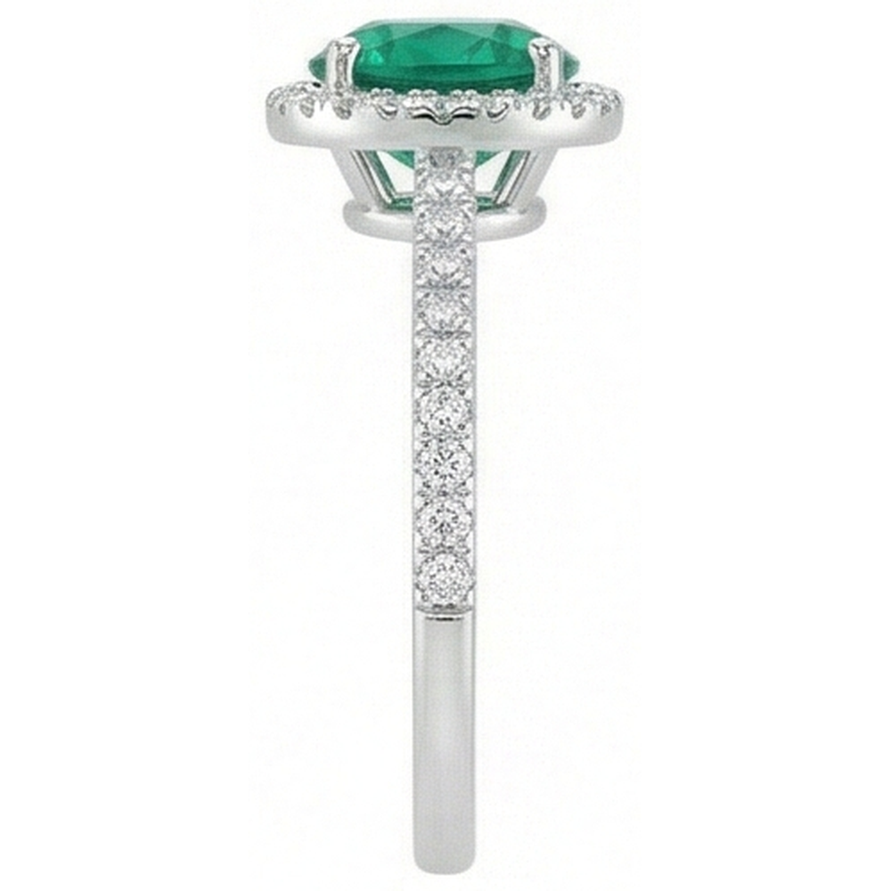 Smeraldo verde da 5,25 ct con diamante in oro bianco 14K