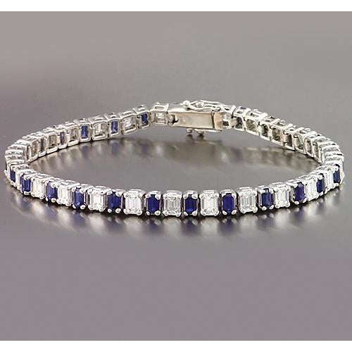 Smeraldo Diamante Bracciale Tennis Ceylon Zaffiro Set di Griffe