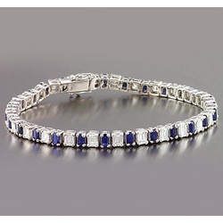 Smeraldo Diamante Bracciale Tennis Ceylon Zaffiro Set di Griffe