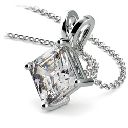 Solitaire Asscher Collana Con Ciondolo Vero Diamante 2.50 Carati Oro Bianco 14K