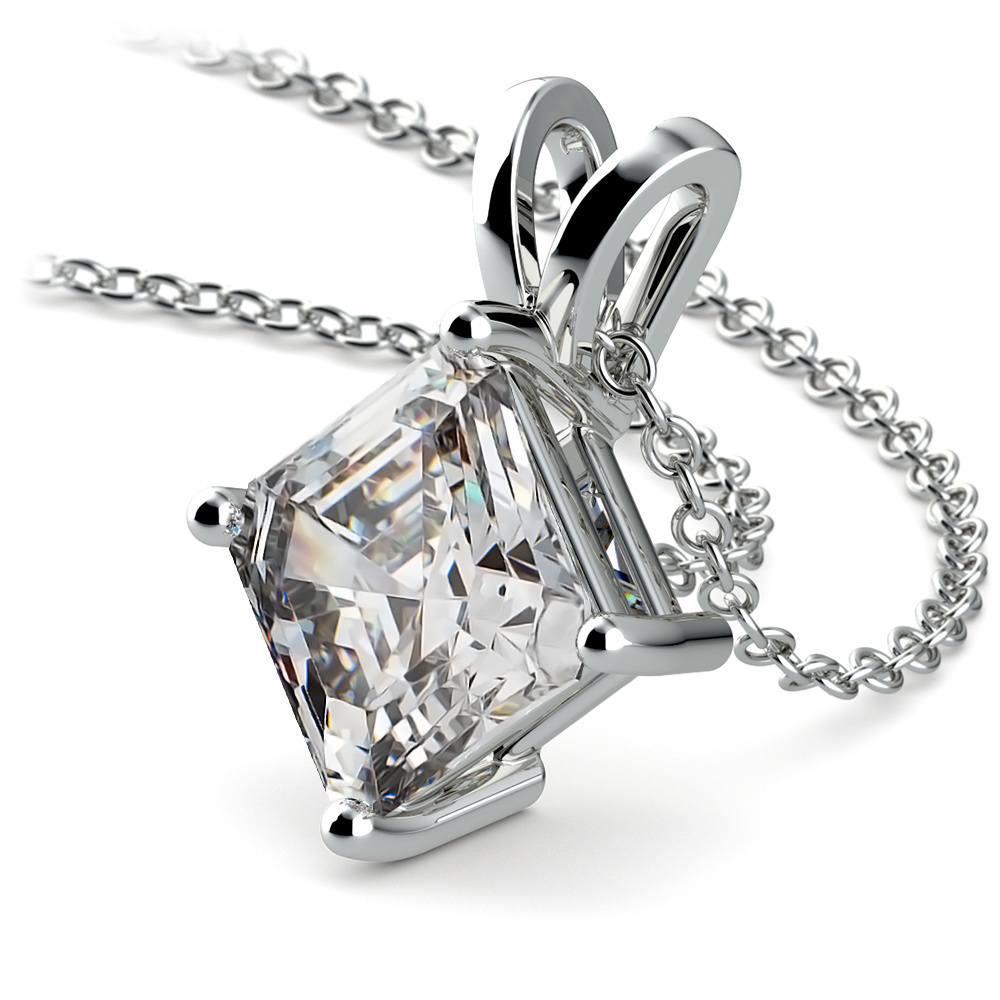 Solitaire Asscher Collana Con Ciondolo Vero Diamante 2.50 Carati Oro Bianco 14K