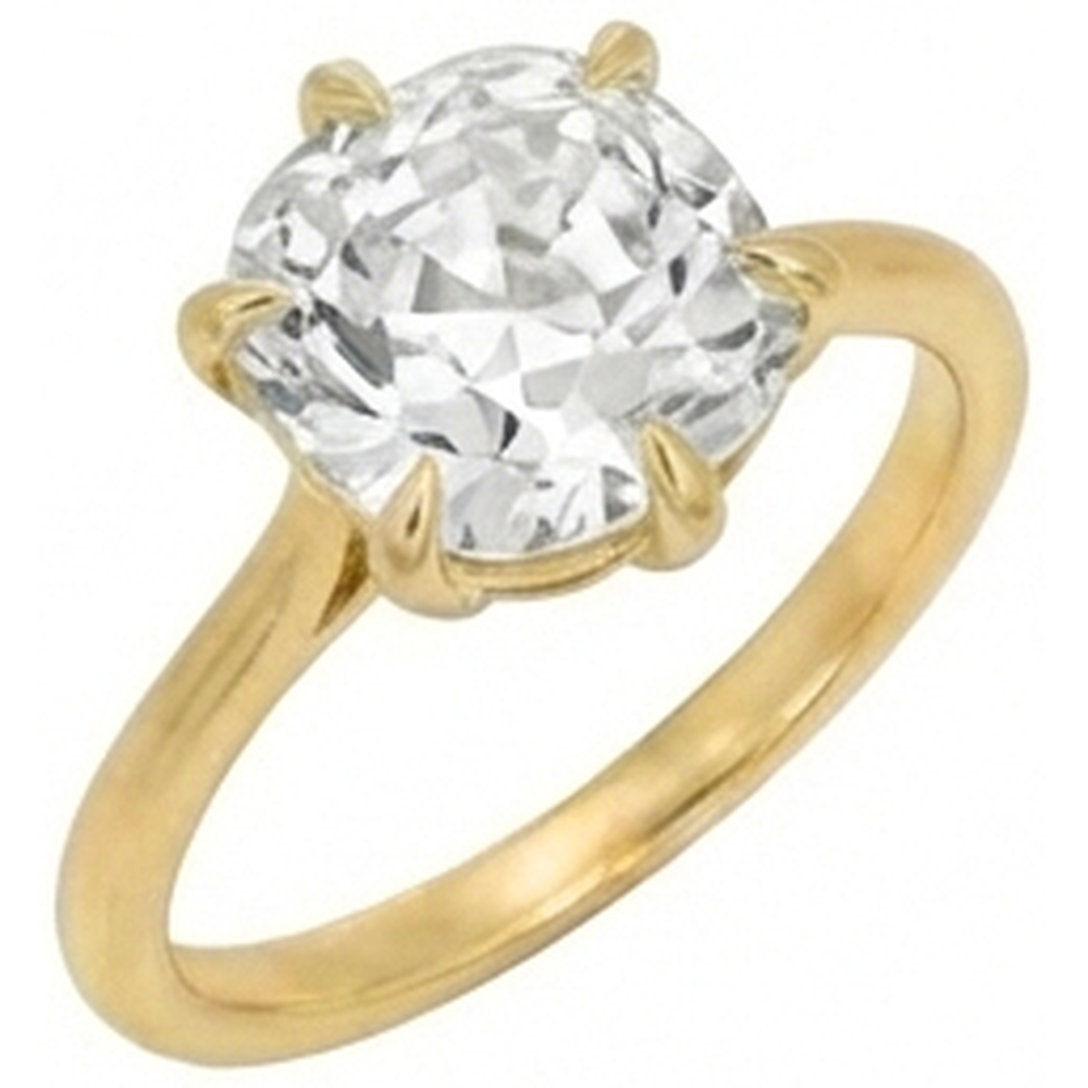 Solitaire Cushion Old Mine Cut Genuino Diamond Ring 3.50 Carati Gioielli Da Donna