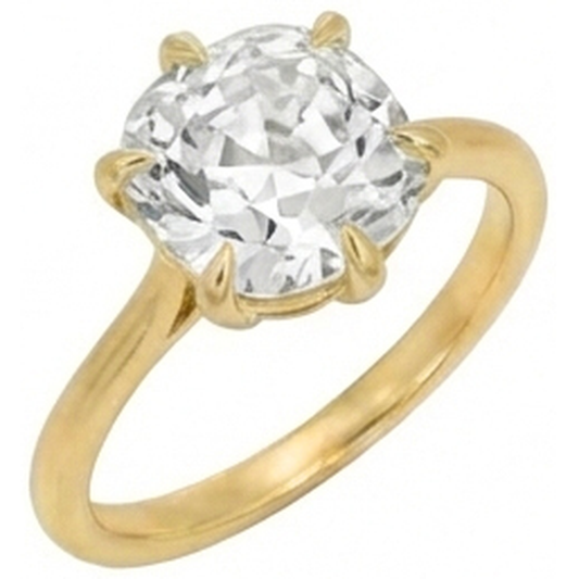 Solitaire Cushion Old Mine Cut Genuino Diamond Ring 3.50 Carati Gioielli Da Donna
