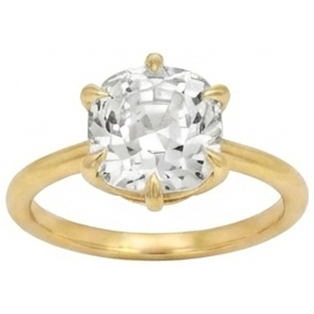 Solitaire Cushion Old Mine Cut Genuino Diamond Ring 3.50 Carati Gioielli Da Donna
