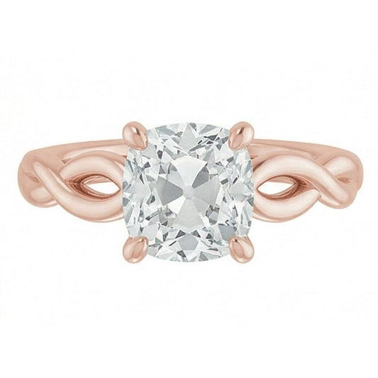 Diamante Fine Anello Monopietra 3 carati Oro Rosa 14K – vista frontale