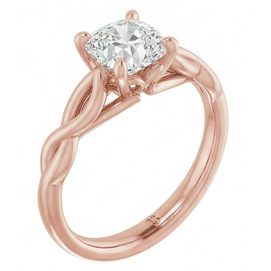 Diamante Fine Anello Monopietra 3 carati Oro Rosa 14K – vista laterale
