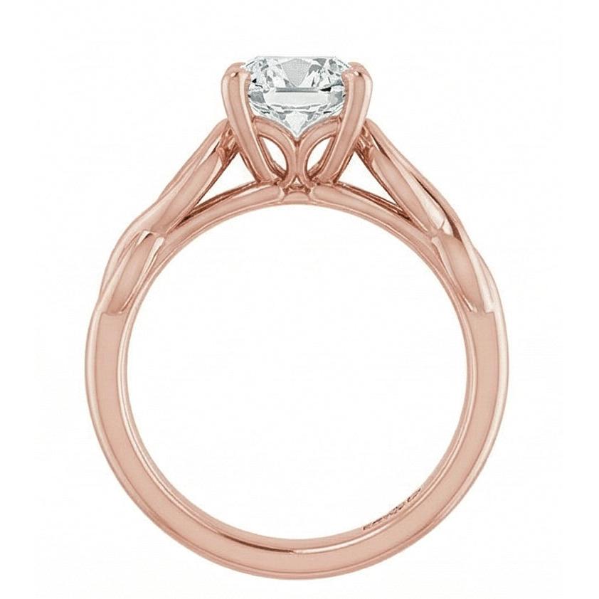 Anello Monopietra Oro Rosa 14K con Diamante Fine – vista profilo