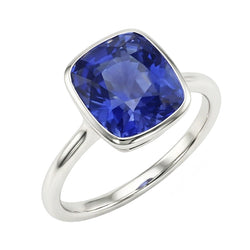 Solitaire Cushion Zaffiro Anello Bezel Set 2 Carati Gemstone Jewelry