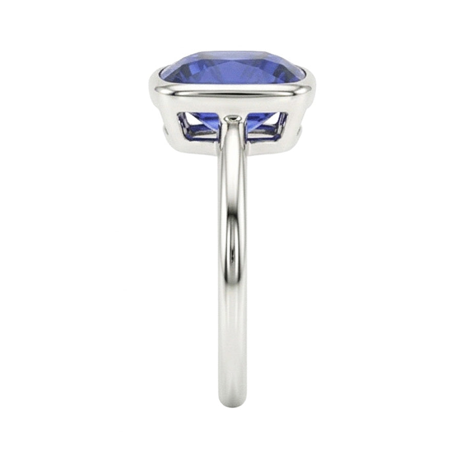 Solitaire Cushion Zaffiro Anello Bezel Set 2 Carati Gemstone Jewelry