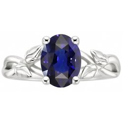Solitaire Gemstone Jewelry Anello Leaf Style Ceylon Sapphire 2 carati