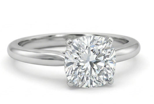 Solitaire Grande Fede Nuziale Con Naturale Diamante Taglio Cuscino Da 3 Carati Oro Bianco